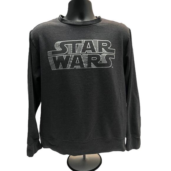 Star Wars Logo Sweatshirt Gray Pullover Men’s Medium 3D Outline Retro Design - Picture 1 of 7